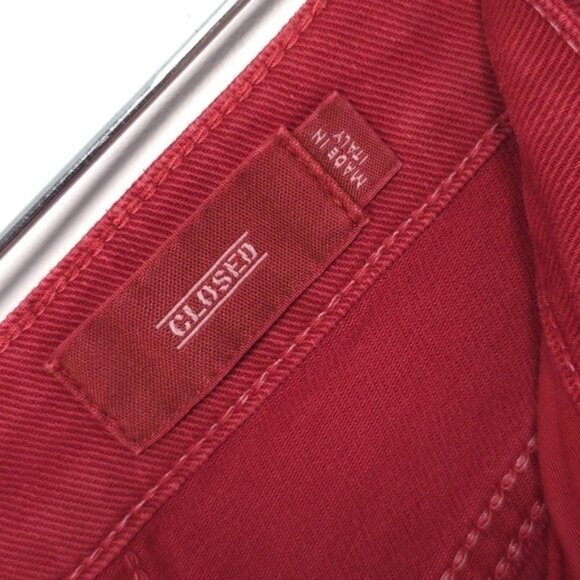 Closed ITALY🇮🇹MADE Holly Moto Jeans Women's 27 Red Ankle Zip Mid Rise - Picture 2 of 14